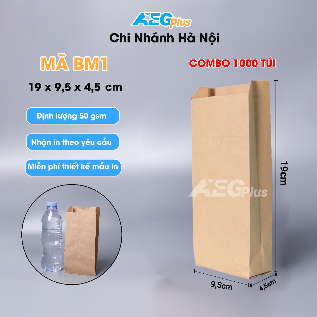1000 Túi giấy đựng bánh mì Mã Bm1 (loại ngắn)