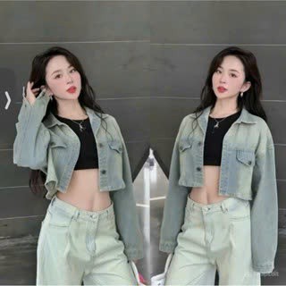  Áo Denim Ngắn Croptop - Áo Khoác Jeans Nữ Dáng Lửng ADemin7867 