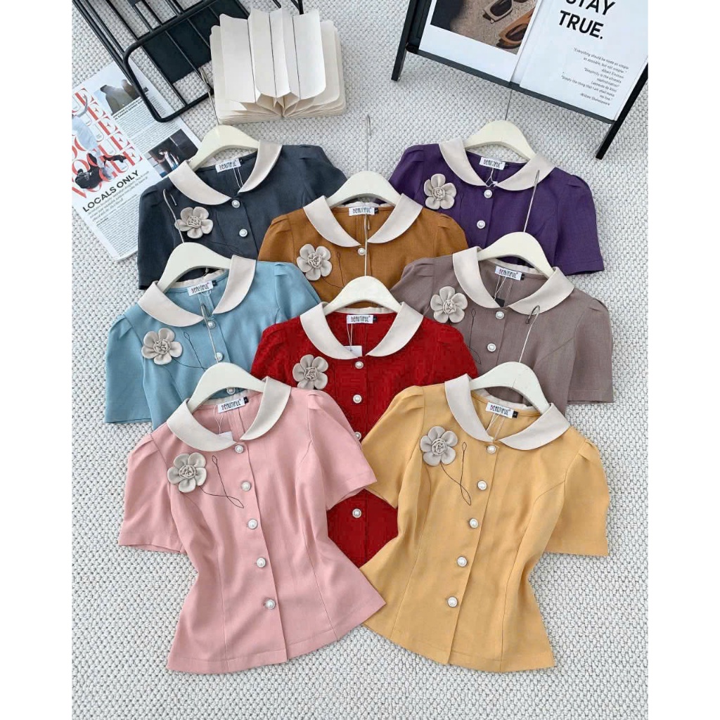 ÁO KIỂU H66 PHỐI HOA DỄ THƯƠNG ĐỦ SIZE