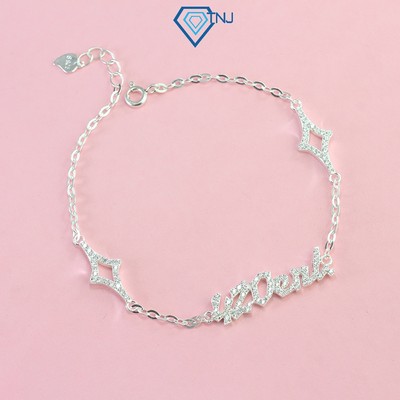 Lắc tay bạc nữ đính đá chữ 420ent cá tính LTN0422 - Trang Sức TNJ