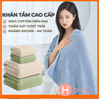 Khăn Tắm Cao Cấp 100% Cotton Khăn Tắm To Dày Dặn Kháng Khuẩn Mềm Mại Thấm Hút Cực Tốt - Dhomi store 