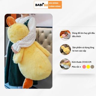 Gấu bông con vịt lông tơ non mềm mại thân thiện, Vịt bông nằm dùng để ôm ngủ cho bé