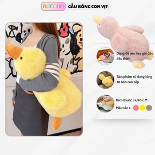 Gấu bông vịt tơ dáng nằm lông tơ non cao cấp, Vịt bông dùng ôm hay ôm ngủ lông tơ mịn mềm mại