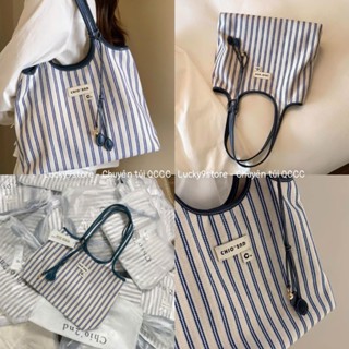 Túi Chio tote đeo vai kẻ sọc size 33 tặng charm treo túi đựng vừa A4, laptop đi học hàng đẹp Hs159#