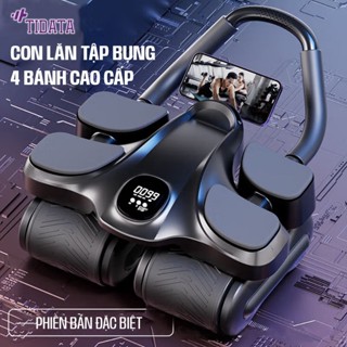 Con lăn tập bụng cao cấp 4 bánh mẫu mới HOT 2025 chịu tải 200KG, màn hình LCD sắc nét - TIDATA