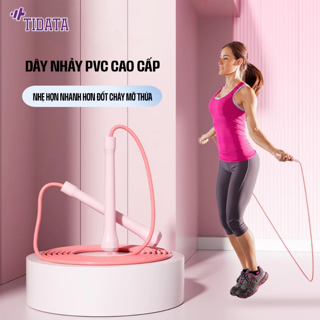 Dây nhảy tốc độ chất liệu PVC dày 6mm, hỗ trợ tập skill không bị xoắn dây - Titada