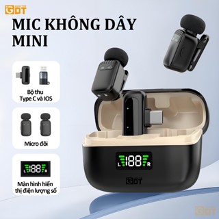 GDT Mini Micro không dây cài áo Chống ồn AI thu âm siêu nhỏ dành âm livestream có Hộp Sạc đầu ngón tay mic