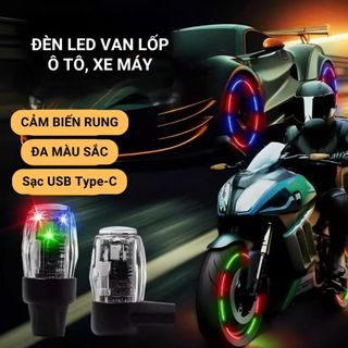  Nắp Van Lốp Xe Đèn LED Đa Màu Cảm Biến Rung Phát Sáng Khi Di Chuyển Cổng Sạc USB Gắn Xe Máy Ô Tô  Hàng Loại Tốt  