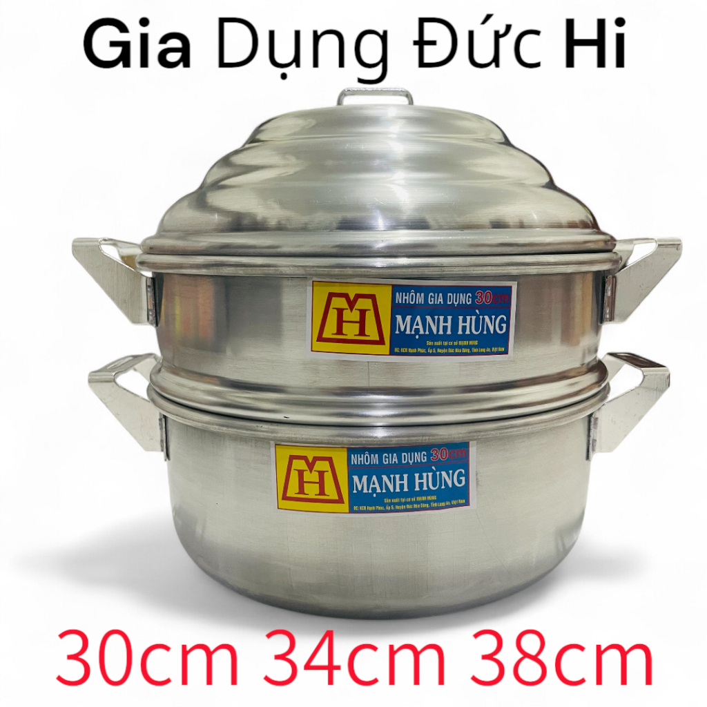 Nồi Hấp 2 Tầng Cao Cấp Mạnh Hùng Size 30cm 34cm 38cm - Nồi Hấp Có Vỉ Lỗ Nhỏ Hấp Xôi