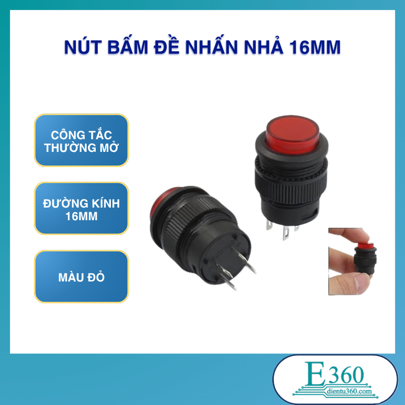 Nút Bấm Đề Nhấn Nhả 16MM (5Pcs)