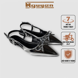 Giày sục bệt nữ thời trang Délicat gắn nơ xinh xắn N222