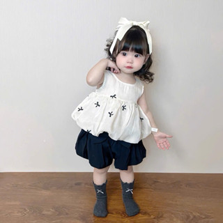 SET ÁO BABYDOLL BE PHỐI NƠ+ QUẦN BÍ PHỒNG VẢI THÔ CHO BÉ GÁI 8-22kg