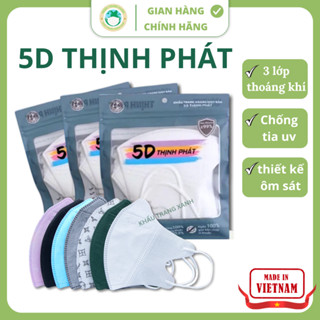 [Set 200 Chiếc] Khẩu Trang 5D THỊNH PHÁT Chính Hãng Đủ Màu, 3 Lớp Kháng Khuẩn Chống Bụi Mịn Dễ Thở