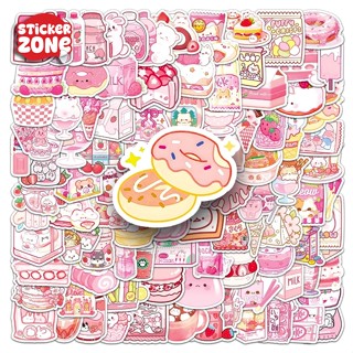 50 Miếng Sticker Món Tráng Miệng Màu Hồng Cute Chống Thấm Dán Nón Laptop Vali Vở Hộp Bút Quà Sinh Nhật Cho Nữ
