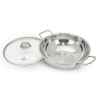Chảo Lẩu Kalpen Inox 304 Đáy Từ 32cm đúc liền khối 5 lớp chính hãng, bảo hành 30 năm