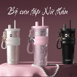 Ly Bình Cốc Giữ Nhiệt Mieaky Phiên Bản Đặc Biệt 710ml, Inox 316 lót gốm, Tặng nơ, Ống hút và Lọc trà, Hộp Quà Cao Cấp