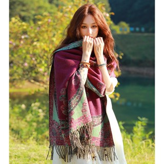  Khăn quàng cổ Cashmere choàng cổ nữ thổ cẩm HUMI cao cấp giữ ấm phong cách boho du lịch thu đông 