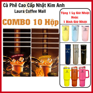 [ Combo 10 Hộp] Cà Phê Nhật Kim Anh Laura Coffee | Vị Đông Trùng Và Nấm Linh Chi