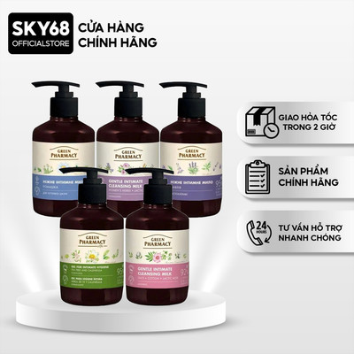 Dung dịch vệ sinh phụ nữ làm dịu da, cân bằng độ pH vùng kín Green Pharmacy (Zelenaya Apteka) 370ml