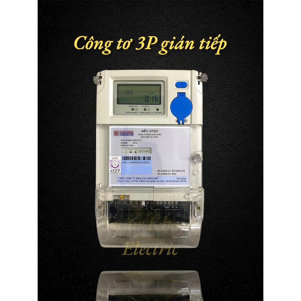 [CÔNG TƠ ĐIỆN TỬ 3 PHA DTS27 3x5(6)A – 1 BIỂU GIÁ -  3 BIỂU GIÁ, GIÁN TIẾP, CHÍNH HÃNG HỮU HỒNG]