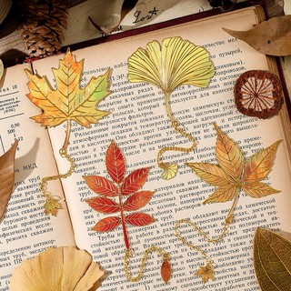 Bookmark kim loại hình lá – Bộ sưu tập "Mẫu vật ký ức", thiết kế hoa lá độc đáo, quà tặng học sinh giáo viên thanh lịch