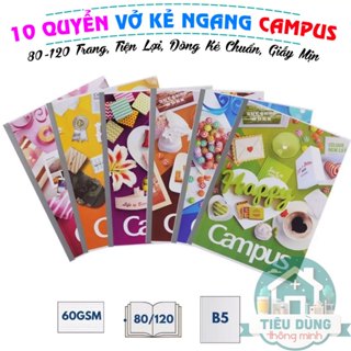   Lốc 10 Quyển  Vở Campus GIFT B5 80-120 Trang Ghi Chép Tiện Lợi Dòng Kẻ Chuẩn Giấy Mịn 