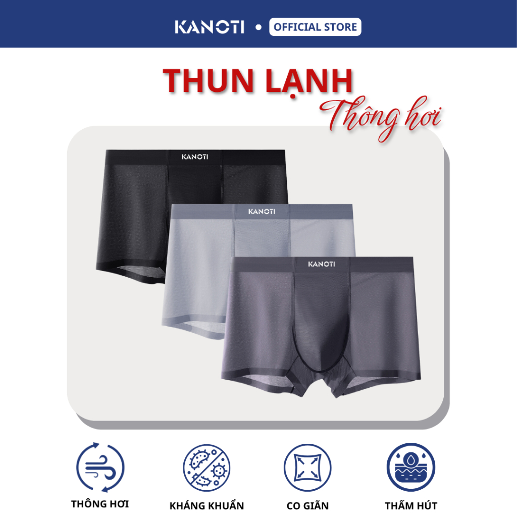 Combo 3 Quần lót nam thun lạnh thông hơi thoáng khí KANOTI quần sịp nam không đường may boxers trunk