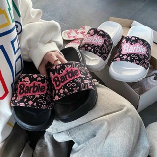 Dép BarBie B B Quai Ngang Xé Dán Nam Nữ Cá Tính Đế Cao 4 Phân - Form Rộng - Chọn Giảm 1 size - TẶNG VỚ