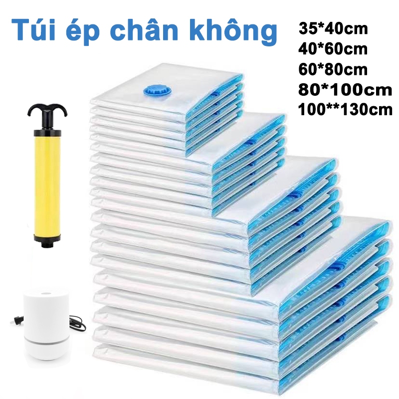 Túi Hút Chân Không Quần Áo , Túi Nén Chăn Gối Gấp Gọn , Kèm máy Hút Bằng Máy , Bằng Tay