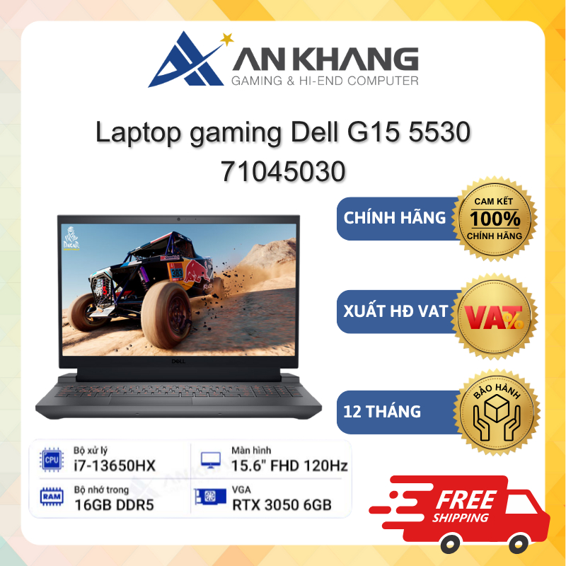 Laptop gaming Dell G15 5530 71045030 (i7-13650HX,16GB,512GBSSD,RTX30506GB,15.6" FHD, Win 11) Chính h