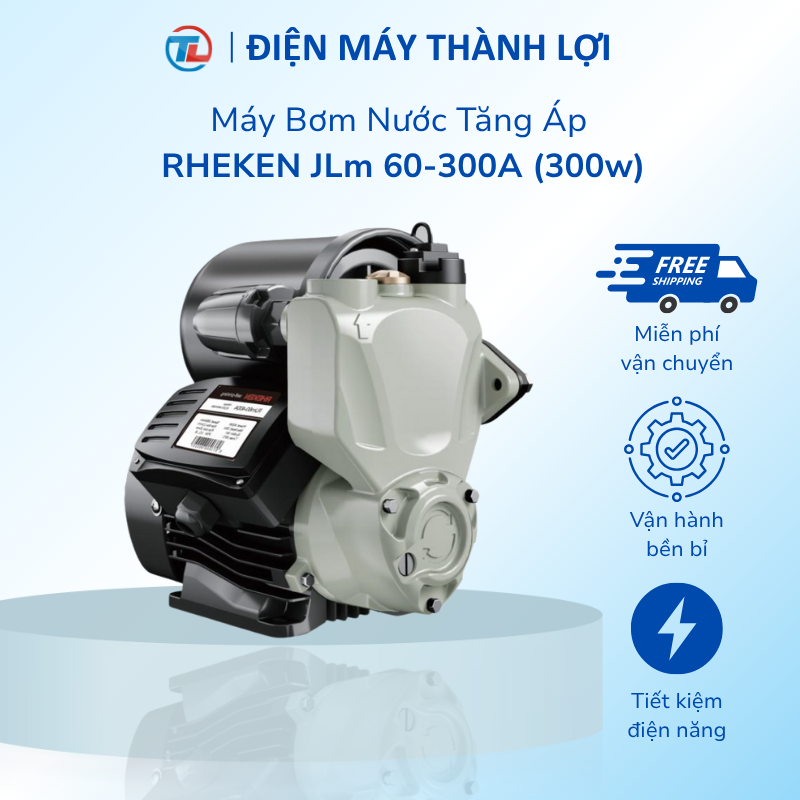 Máy Bơm Nước Tăng Áp RHEKEN JLm 60-300A (300w) Máy bơm tăng áp tự động rơ le điện tử không kêu tạch 