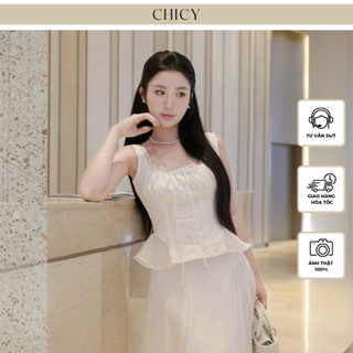 Áo Ren Hai Dây Cúp Ngực Trẻ Trung Chất Xô Hoa Phối Voan CHICY - 554444T