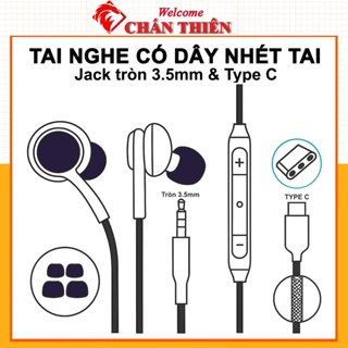Tai Nghe Có Dây Nhét Tai Jack 3.5mm & Type-C,Tương Thích Điện Thoại Samsung Xiaomi Oppo Realme Vivo