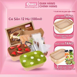 Set làm bánh tiramisu hộp thượng hạng 2 vị matcha, cacao Bếp Của Mẹ Onici thành phẩm 12-14 hũ(100ml)