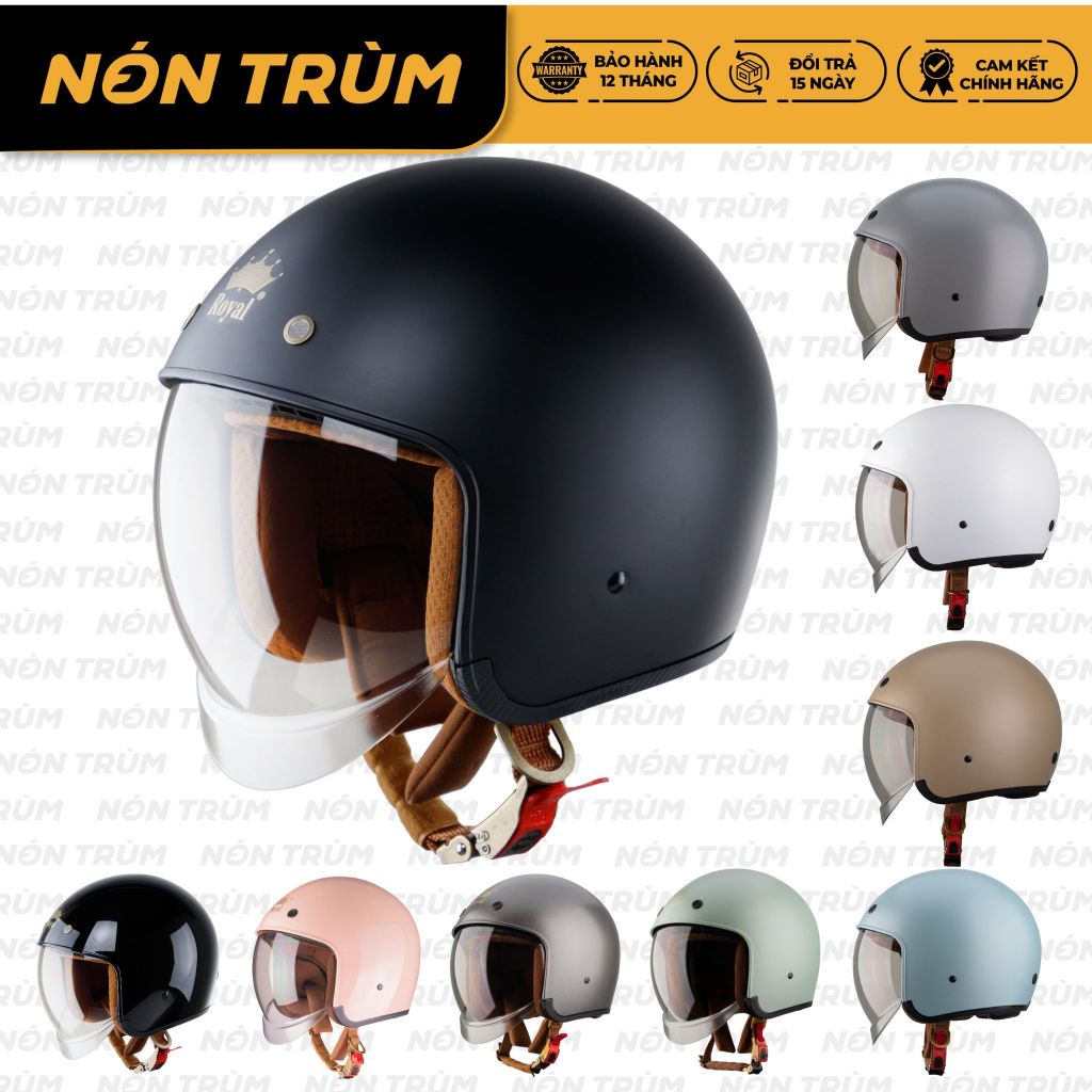 Mũ bảo hiểm 3/4 Royal M139 kính âm chính hãng cho nam và nữ đi xe máy bảo hành 12 tháng