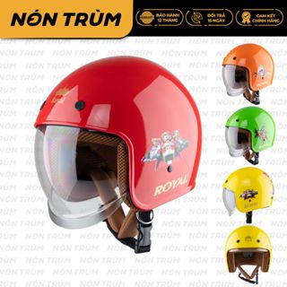 Mũ bảo hiểm 3/4 trẻ em Royal M139 kính âm siêu nhân, công chúa, doremon, chó cứu hộ