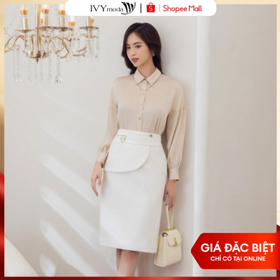 Chân váy bút chì cạp cách điệu, Chân váy công sở dạo phố nữ IVY moda MS 31M8007