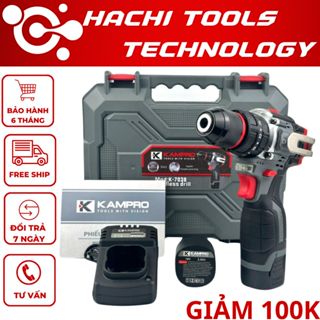  Máy Khoan Pin Kampro K-7038 3 Chức Năng Đầu Kẹp Autolock Động Cơ Không Chổi Than 