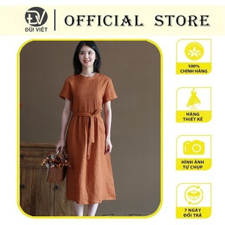 Đầm linen nữ dáng suông xếp ly mẫu mới sang chảnh nhiều màu DA195