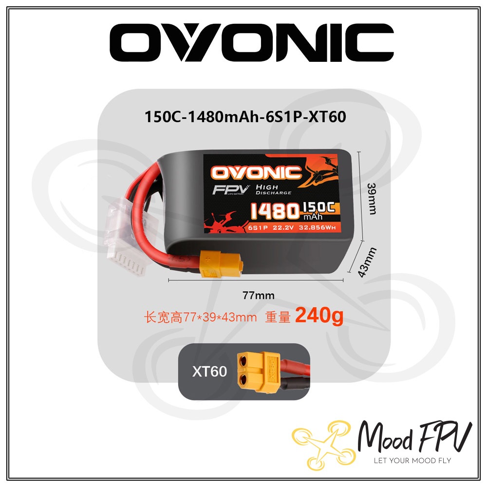 Ovonic FPV Pro 1480mAh 6S 150C XT60 Chính Hãng