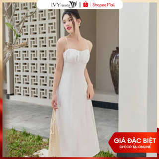 Đầm hai dây nhún ngực, Đầm đi biển dạo phố nữ IVY moda MS 41M8362