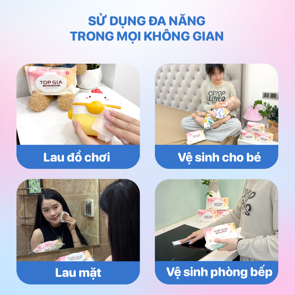 Thùng khăn ướt Topgia 80 tờ không cồn không parabens cao cấp dành cho mẹ và bé | BigBuy360 - bigbuy360.vn