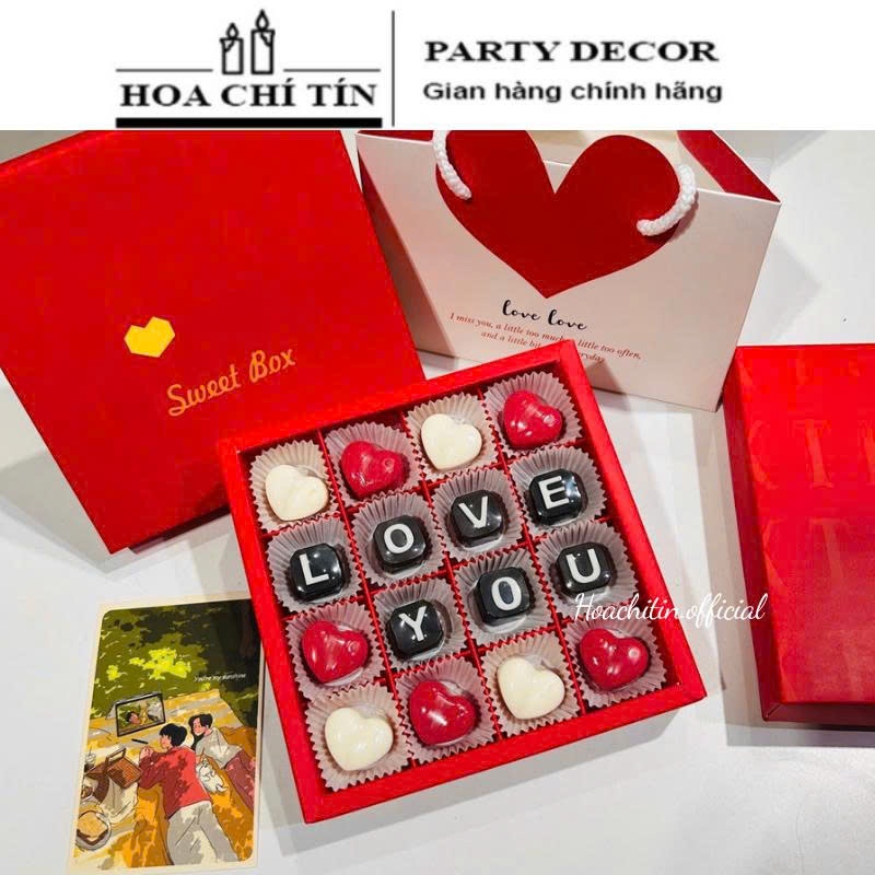 Socola Valentine Chữ Love You nhân hạnh nhân chocolate