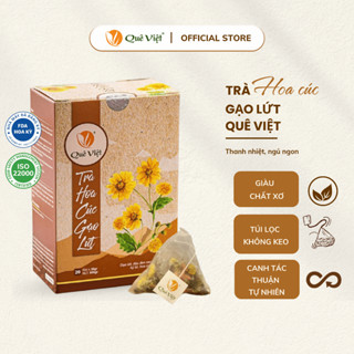 Trà hoa cúc gạo lứt Quê Việt - hộp 600gr (20 túi x 30gr) Nước Trà Tea Chè