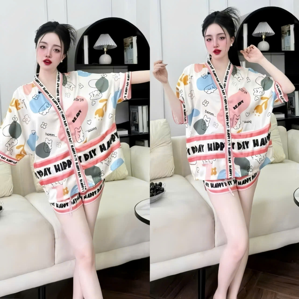 Bộ ngủ nữ pijama mặc nhà set bộ đồ ngủ pyjama Hisexy Lụa Latin Form cánh dơi cổ chữ Y P18 | BigBuy360 - bigbuy360.vn