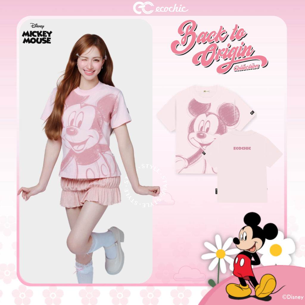 Áo Thun Baby Tee ECOCHIC MICKEY ENERGY Chính Hãng Bản Quyền Disney MICKEY COLLECTION BB007