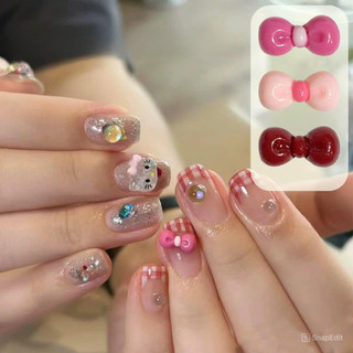 Phụ kiện Nơ Hello Kitty Hồng Đính móng, Trang trí móng (60 viên)
