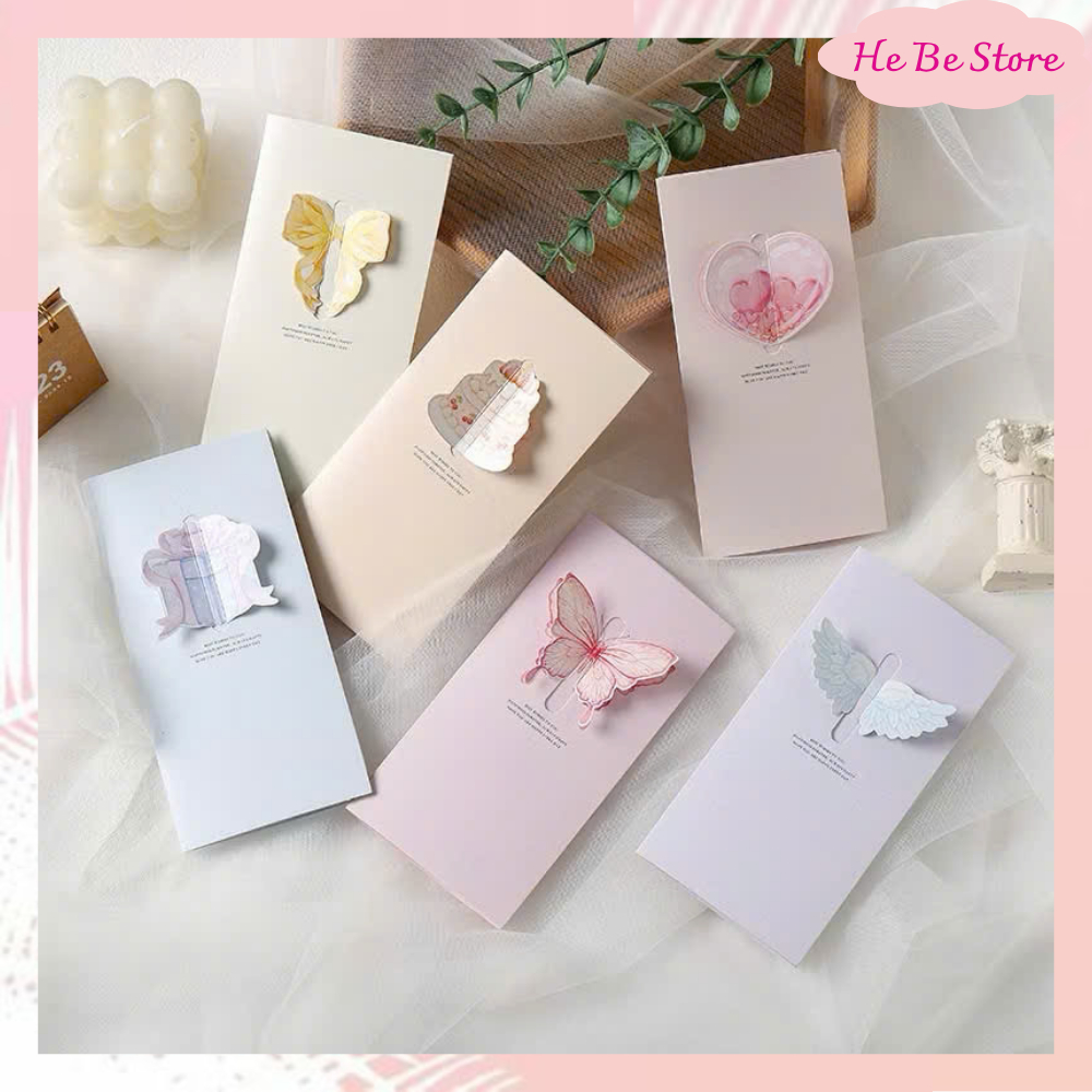 [COMBO] Thiệp Quà Tặng Chúc Mừng Họa Tiết Nổi Dễ Thương - Daisy Store