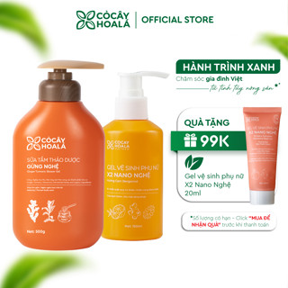 [COMBO MẸ BẦU & MẸ SAU SINH] Sữa Tắm Gừng Nghệ, Dung dịch vệ sinh phụ nữ Gel X2 Nano nghệ Cỏ Cây Hoa Lá