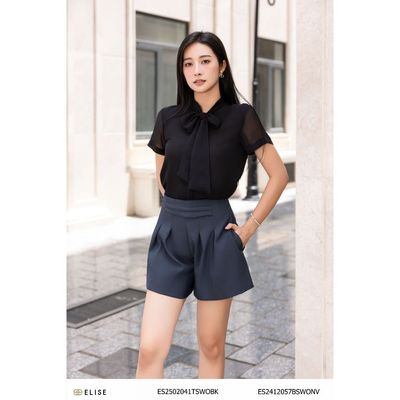 Quần short tím than xếp ly thiết kế Elise ES2412057BSWONV